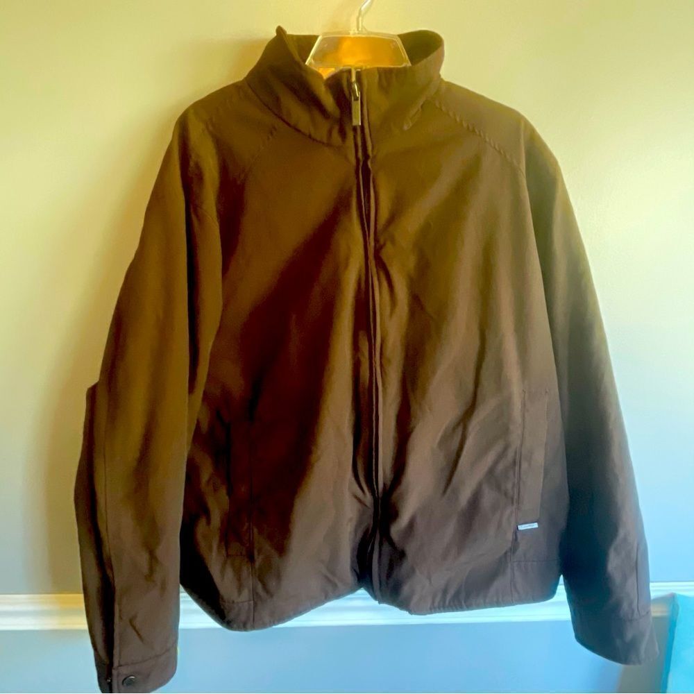 Mens Calvin Klein Dark Brown Coat size XL quilted lining